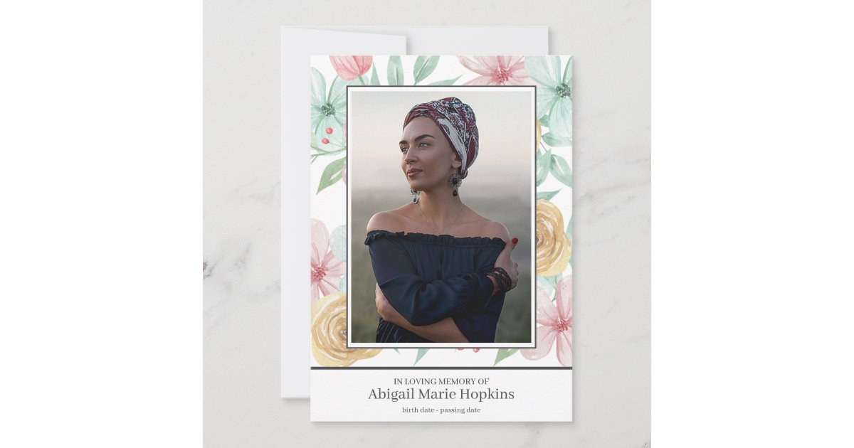 Elegant Pastel Floral In Loving Memory Funeral Thank You Card | Zazzle