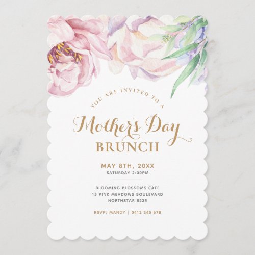 Elegant Pastel Floral Mothers Day Brunch  Invitation