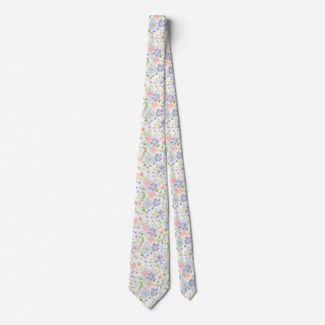 elegant pastel floral neck tie (Front)