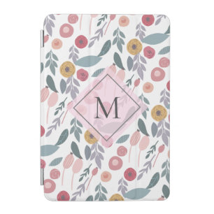 Elegant Pastel Floral Pattern Monogram iPad Mini Cover