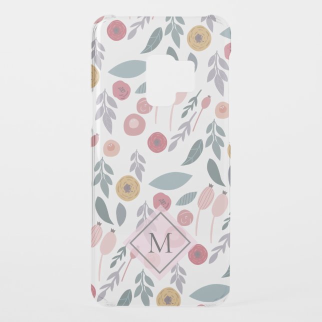Elegant Pastel Floral Pattern Monogram Uncommon Samsung Galaxy Case (Back)