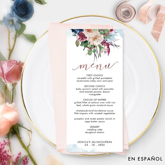 Elegant Pastel Floral Quinceañera Menu (Creator Uploaded)