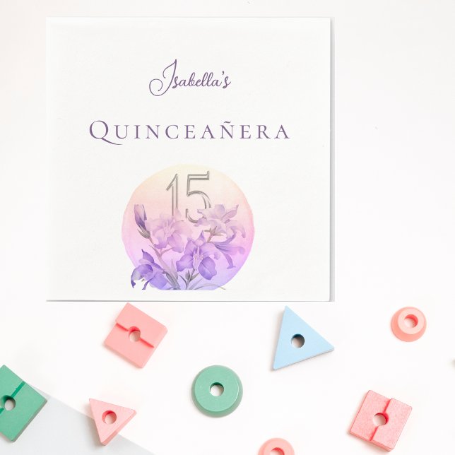 Elegant Pastel Floral  Quinceanera Party Napkins (Creator Uploaded)