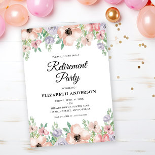 Elegant Pastel Floral Retirement Party Invitation