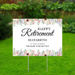 Elegant Pastel Floral Retirement Yard Sign