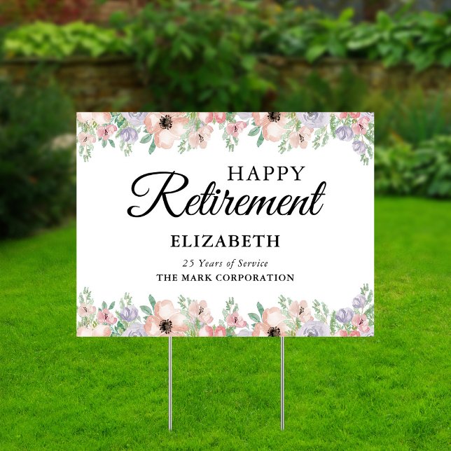 Elegant Pastel Floral Retirement Yard Sign (Creator Uploaded)