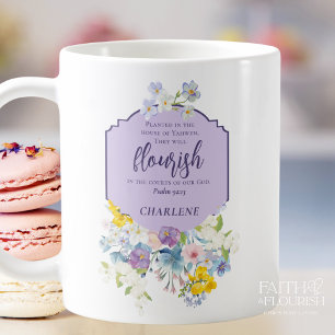 Elegant Pastel Floral Scripture Verse Personalized Coffee Mug
