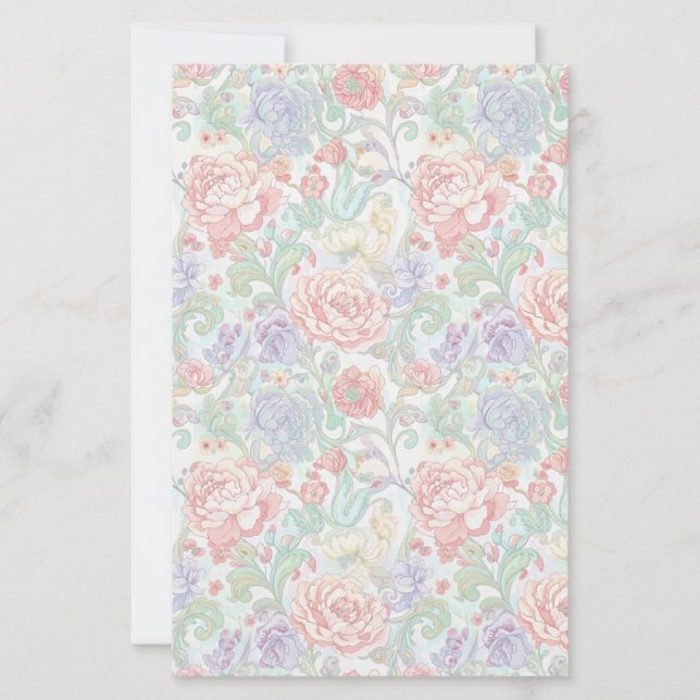 Elegant Pastel Floral Two-Sided Scrapbook Paper (Front)