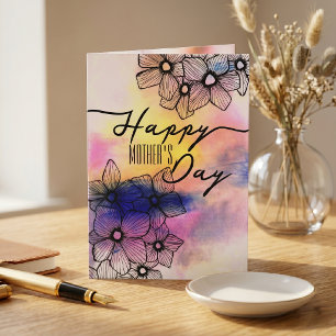Elegant Pastel Floral Watercolor Mother's Day Card