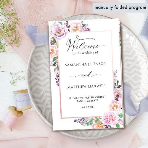 Elegant Pastel Floral Wedding Ceremony Program