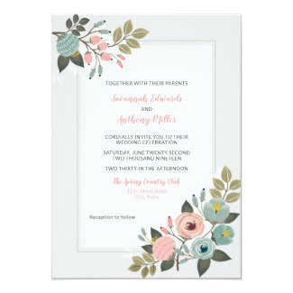 Elegant Pastel Floral Wedding Invitation