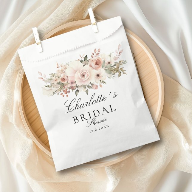 Elegant pastel flower bouquet Bridal Shower     Favor Bag (Elegant pastel flower bouquet Bridal Shower Favor Bag with your name and date.)