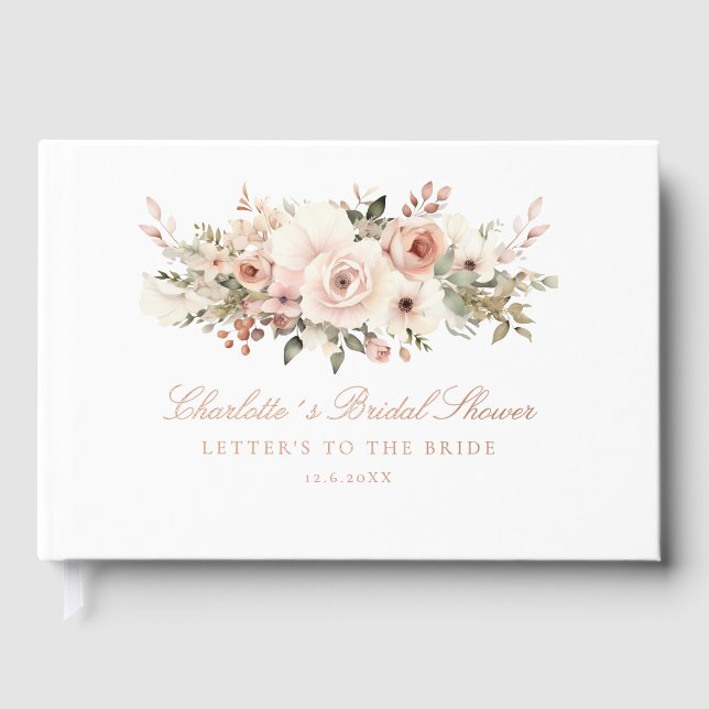 Elegant pastel flower bouquet Bridal Shower     Foil Guest Book (Front)