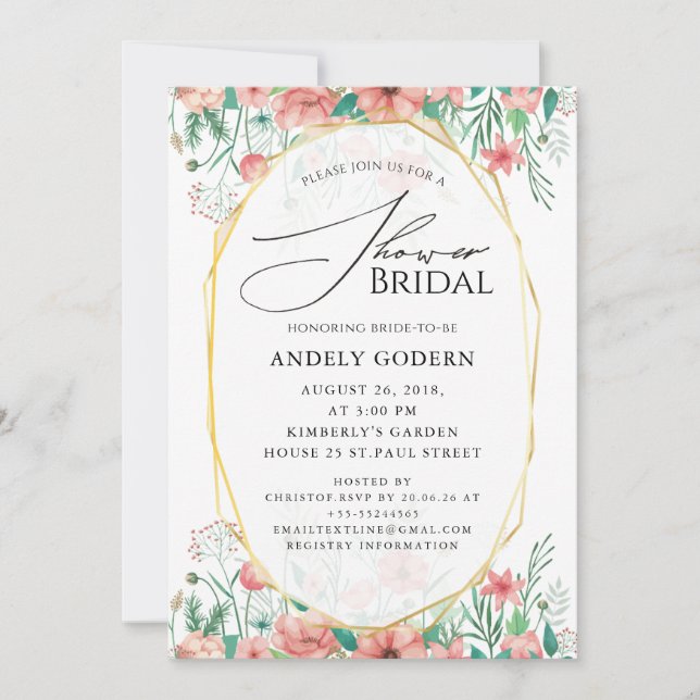  Elegant Pastel Flower Bridal Shower Invitation (Front)
