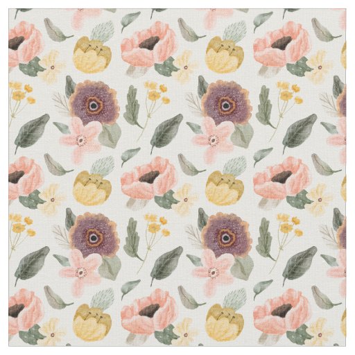 Elegant pastel flower pattern l Feminine l Pink Fabric
