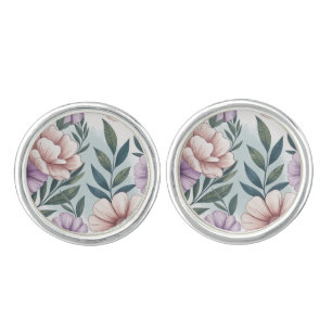 Elegant Pastel Flowers Cufflinks