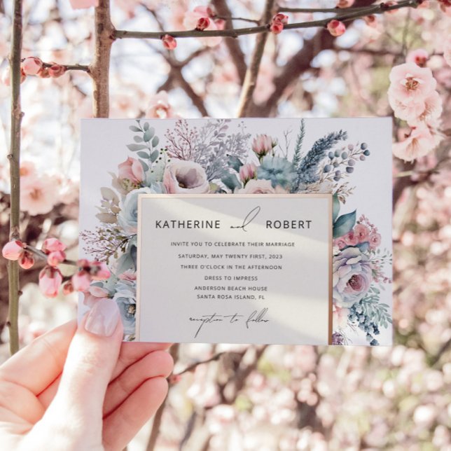 Elegant Pastel Garden Floral Wedding Foil Invitation (Creator Uploaded)