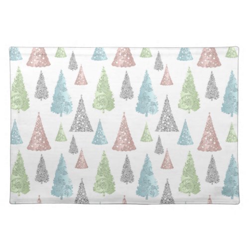 Elegant Pastel Glitter Christmas Tree  Cloth Place Cloth Placemat