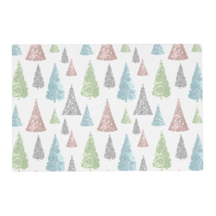 Elegant Pastel Glitter Christmas Tree Placemat