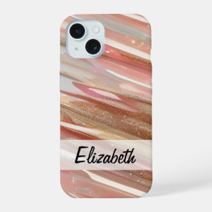 Elegant Pastel Glitter Pink Blue Gold Silver iPhone 15 Case