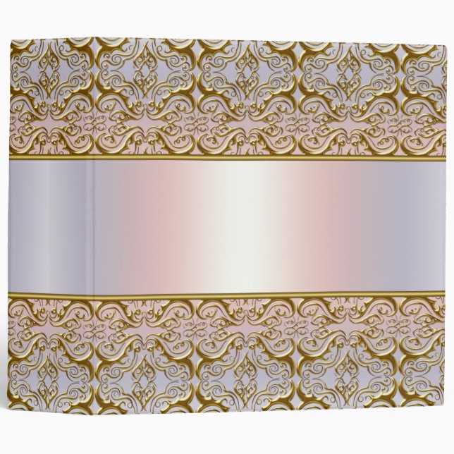Elegant Pastel Gold Damask Notebook Binder (Front/Spine)
