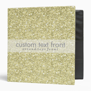 Elegant Pastel Gold Tones Glitter & Sparkles 3 Ring Binder