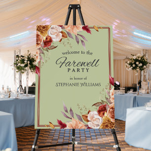 Elegant Pastel Green Autumn Flower Farewell Party  Foam Board
