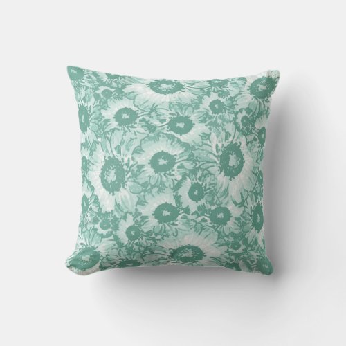 Elegant Pastel Green Floral Pattern Throw Pillow