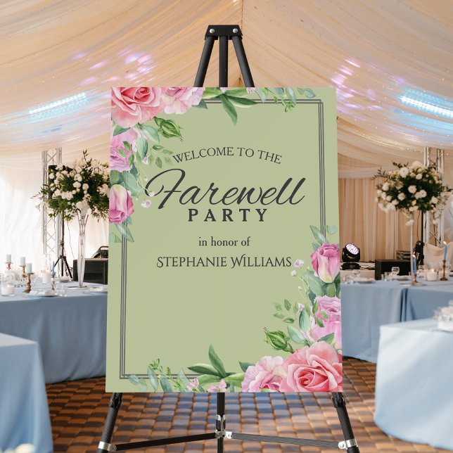 Elegant Pastel Green Flower Farewell Party  Foam Board (Creator Uploaded)