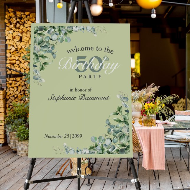 Elegant Pastel Green Flower Women's 50th Birthday  Foam Board (Creator Uploaded)