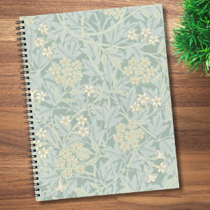 Elegant Pastel Green Jasmine Floral Pattern Notebook