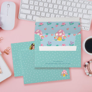 Elegant Pastel Green Mushroom Floral Pattern Envelope