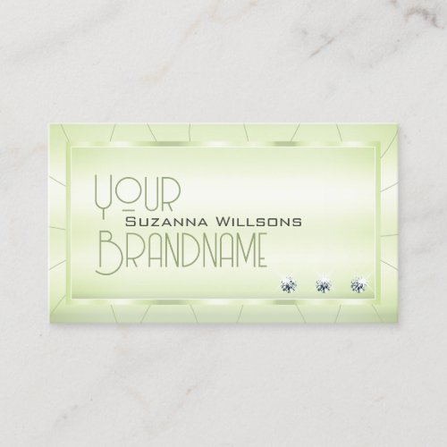 Elegant Pastel Green with Diamonds Glamorous Luxe Business Card