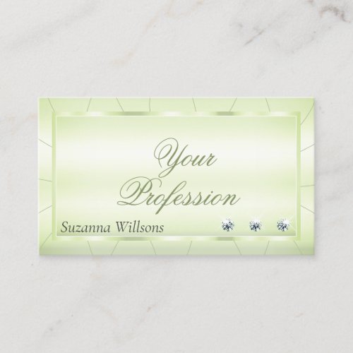 Elegant Pastel Green with Diamonds Professional Business Card