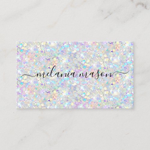 Elegant Pastel Holographic Glitter Makeup Artist Business Card