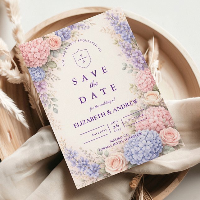 Elegant Pastel Hydrangea Floral Wedding Save The Date (Creator Uploaded)