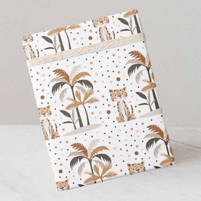 Elegant Pastel Jaguar Jungle Pattern Wrapping Paper (Creator Uploaded)