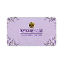 Elegant Pastel Lavender Floral Jewelry Care Card
