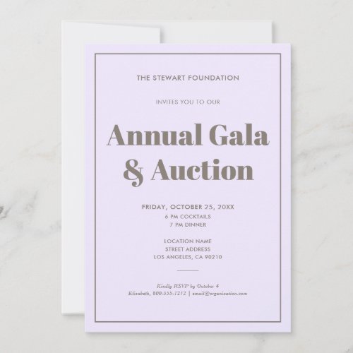 Elegant Pastel Lavender Minimalist Business Event Invitation