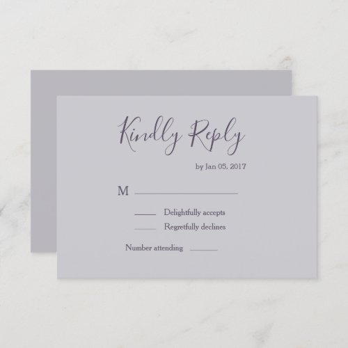 Elegant pastel lilac gray grey modern wedding rsvp invitation