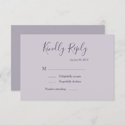 Elegant pastel lilac lavender modern wedding rsvp invitation