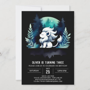 Elegant Pastel Lion Birthday Invitation