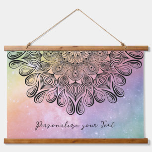 Elegant Pastel Mandala Trippy Psychedelic Hippie Hanging Tapestry