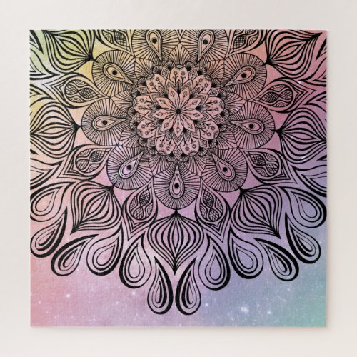   Elegant Pastel Mandala Trippy Psychedelic Hippie Jigsaw Puzzle