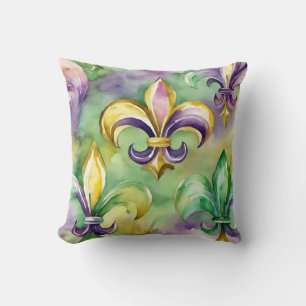 Elegant Pastel Mardi Gras Throw Pillow