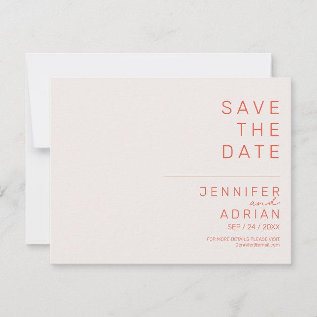 Elegant Pastel Minimal Horizontal Save The Date (Front)