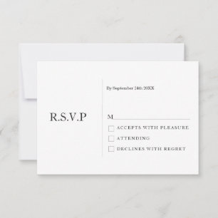 Elegant Pastel Minimal White ﻿Modern Wedding RSVP  Invitation
