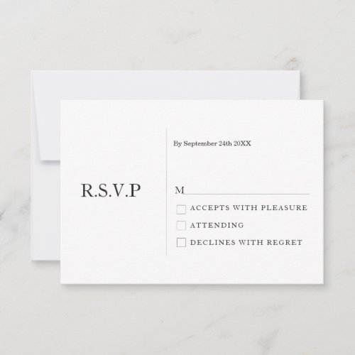 Elegant Pastel Minimal White Modern Wedding RSVP  Invitation