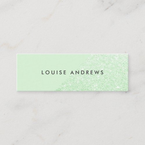 Elegant pastel mint glitter color block beauty mini business card