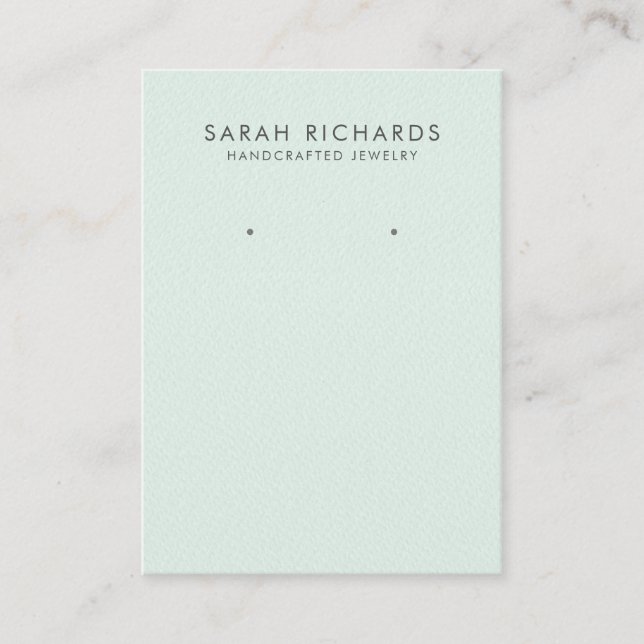 Elegant Pastel Mint Green Jewelry Display Earring Business Card (Front)